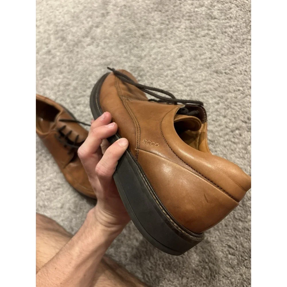 Ecco Holton Mens Size EU 45 US 11 Brown Leather Slip On Apron Toe Loafers Shoes